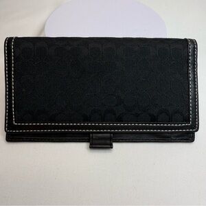 Coach Black Signature Checkbook Cover/Wallet NWOT